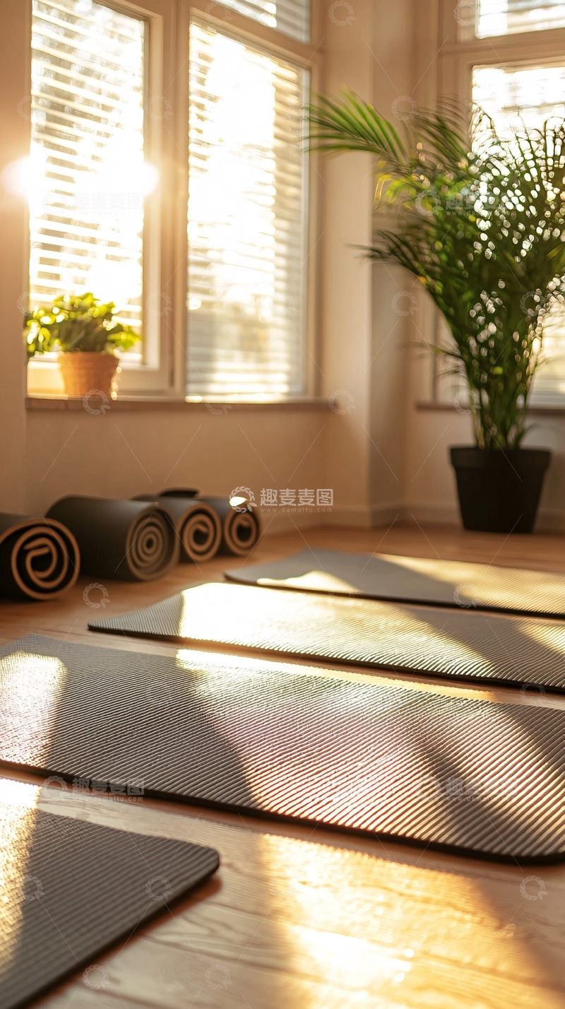 高清大图下载【趣麦麦图】阳光洒进瑜伽室