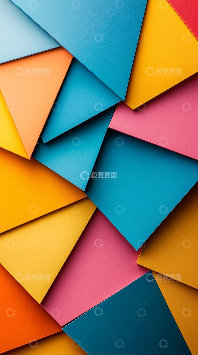 高清大图下载【趣麦麦图】彩色三角形几何堆叠