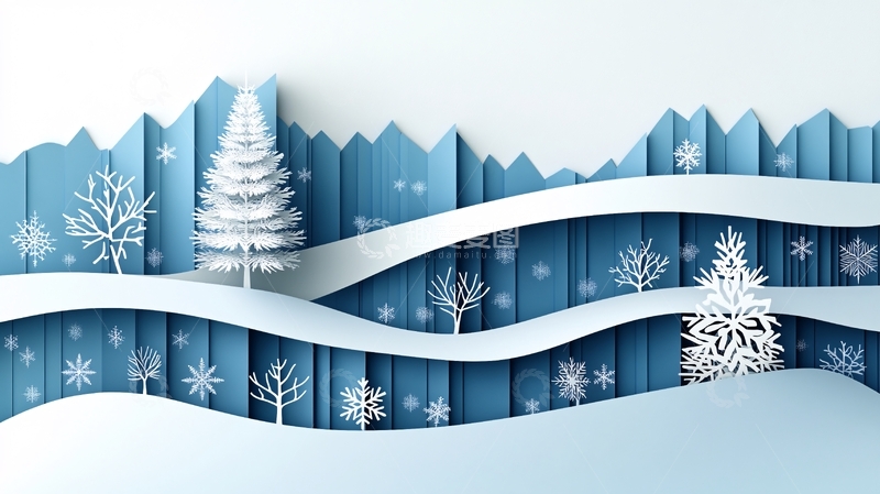 高清大图下载【趣麦麦图】冬季雪景纸艺
