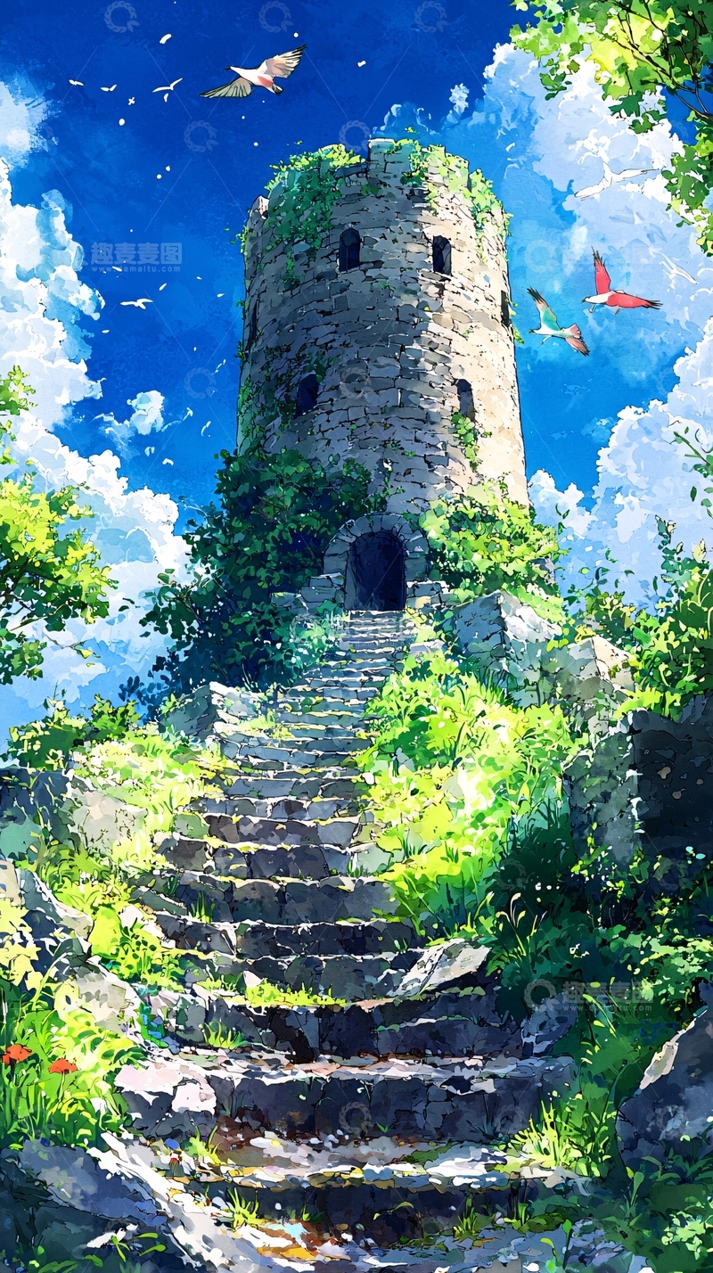 高清大图下载【趣麦麦图】通往天空的古老石塔
