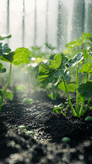 阳光洒在绿植上
