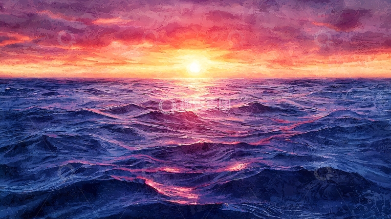 高清大图下载【趣麦麦图】海上日落11