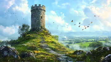 山顶上的石头塔