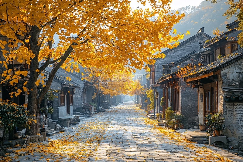 高清大图下载【趣麦麦图】秋日古镇街景