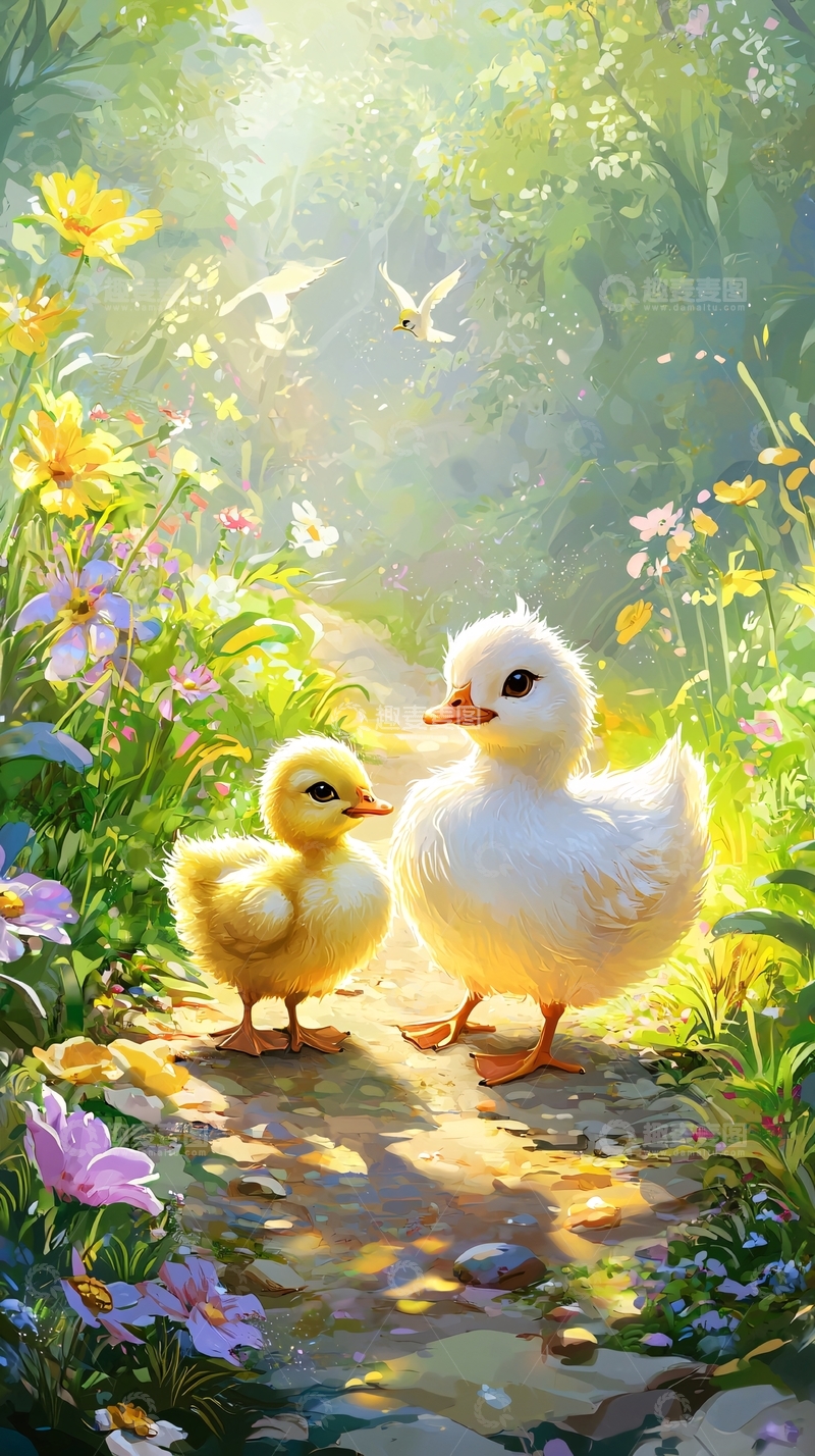 高清大图下载【趣麦麦图】阳光森林小鸭