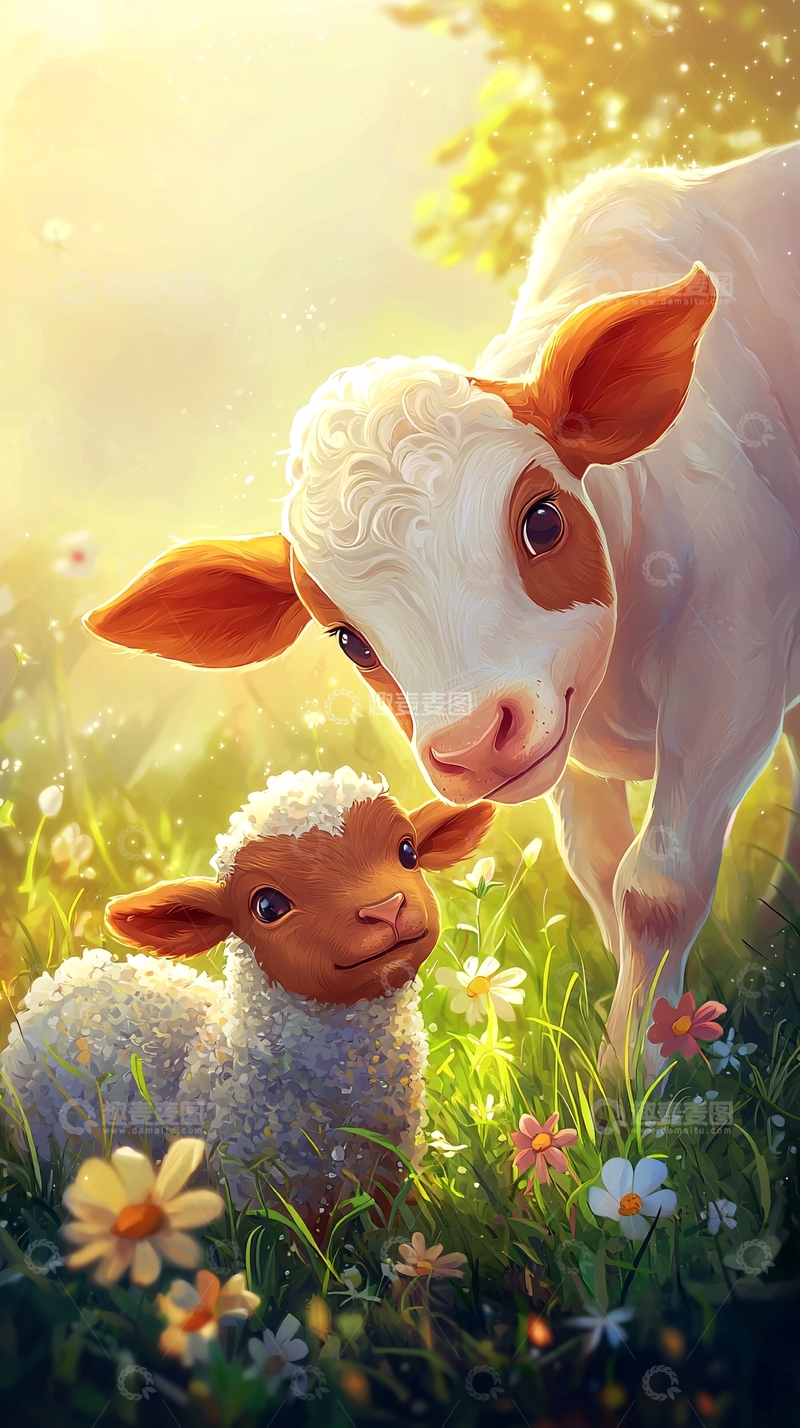 高清大图下载【趣麦麦图】牛和羊