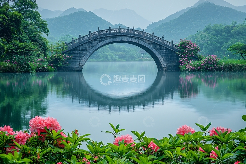高清大图下载【趣麦麦图】古桥倒影