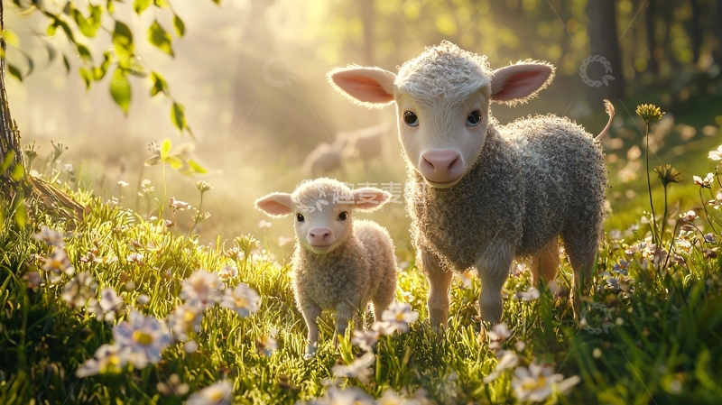 高清大图下载【趣麦麦图】阳光下的小羊羔