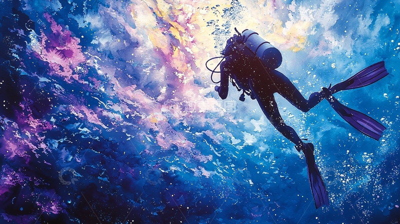 高清大图下载【趣麦麦图】水下潜水员