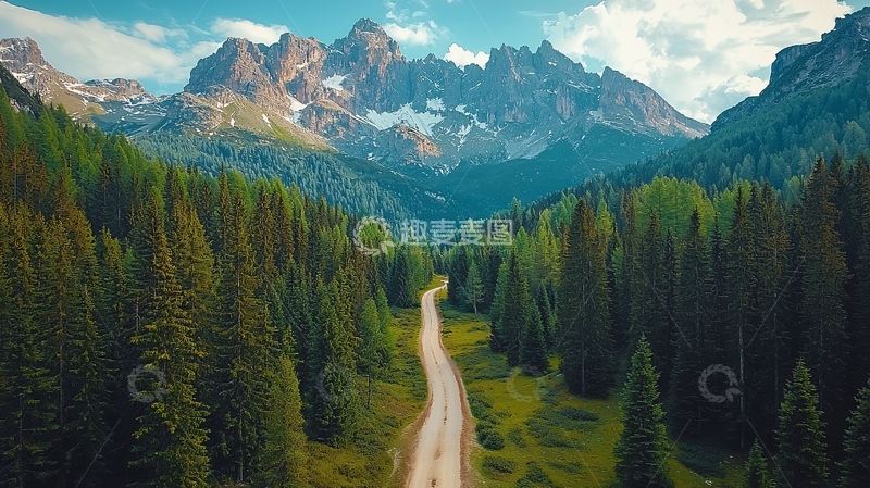 高清大图下载【趣麦麦图】山间公路森林风光