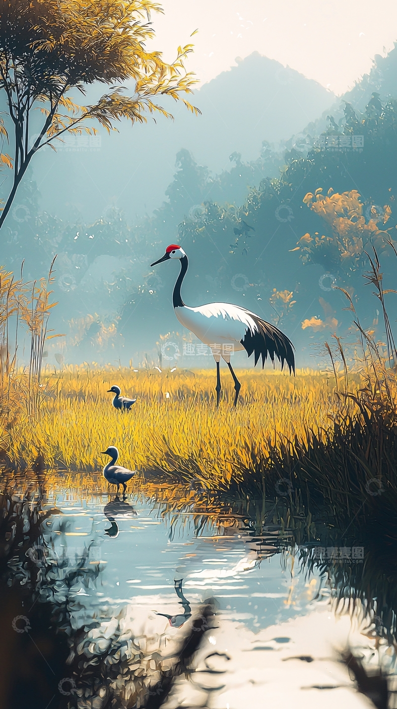 高清大图下载【趣麦麦图】丹顶鹤11