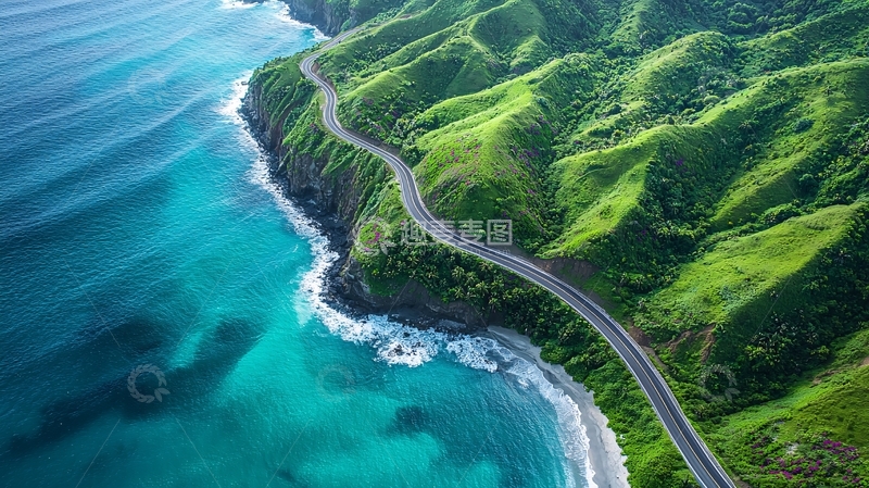 高清大图下载【趣麦麦图】海岸公路风景如画