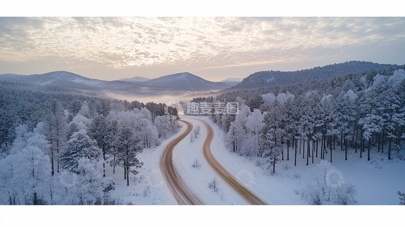 高清大图下载【趣麦麦图】冬日雪景公路