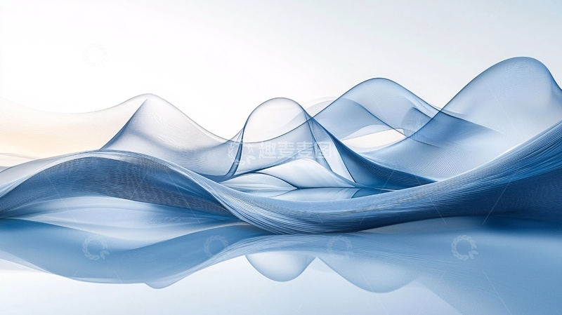 高清大图下载【趣麦麦图】蓝色丝绸波浪曲线