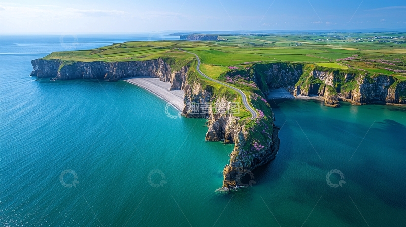 高清大图下载【趣麦麦图】海岸线悬崖碧绿海水