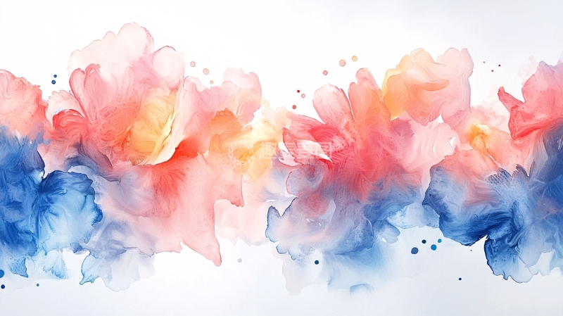 高清大图下载【趣麦麦图】水彩花卉渐变晕染背景