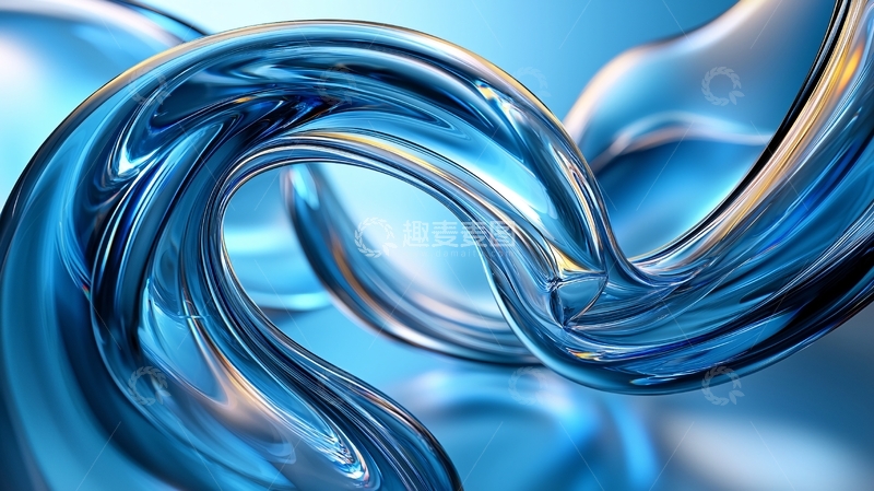 高清大图下载【趣麦麦图】蓝色透明流体曲线