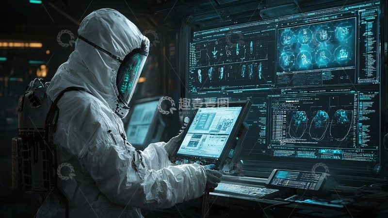 高清大图下载【趣麦麦图】实验室科研人员操作电脑