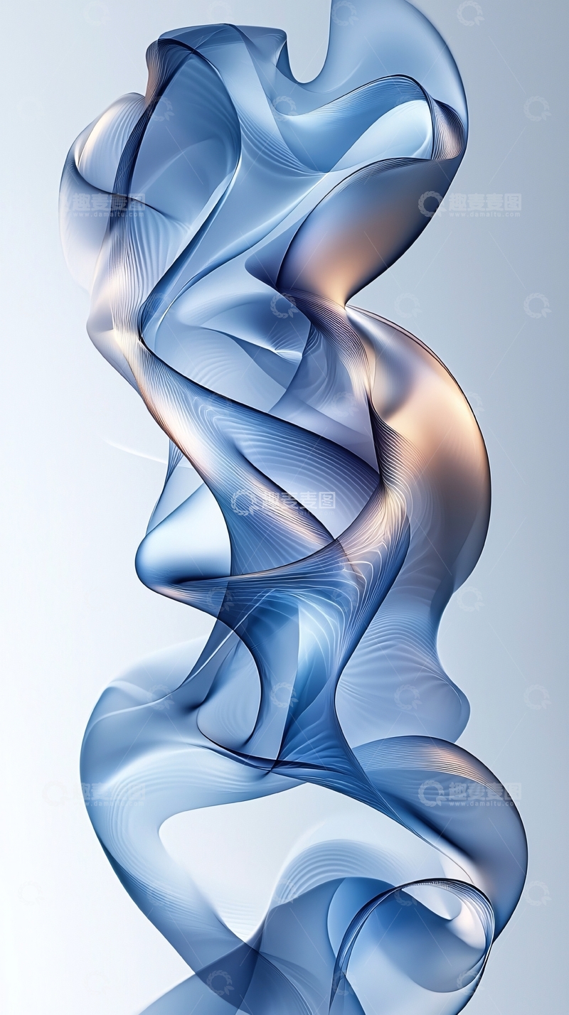 高清大图下载【趣麦麦图】抽象蓝色烟雾线条