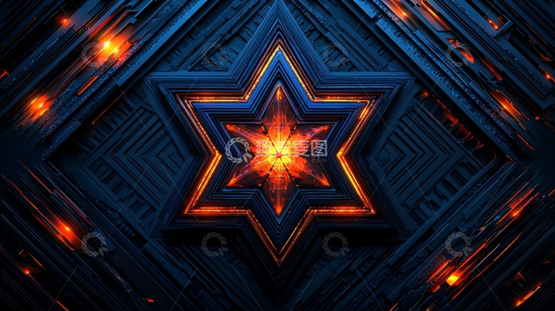 高清大图下载【趣麦麦图】暗黑科技感星形图案