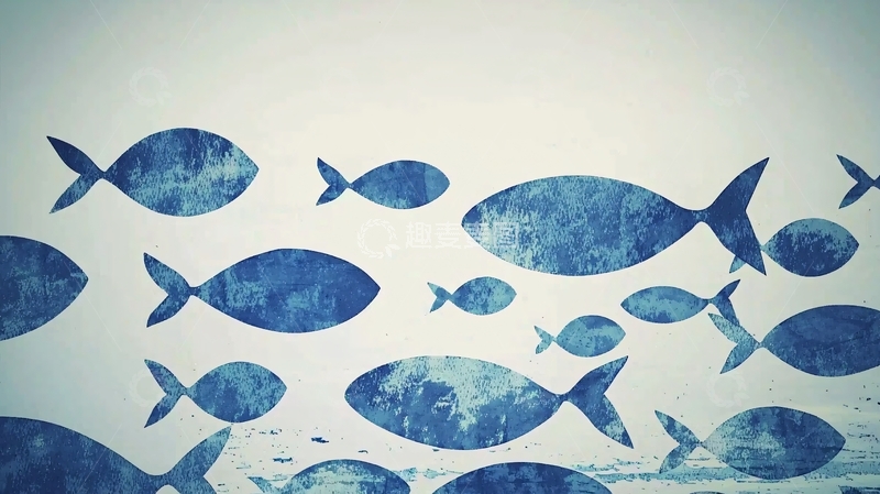 高清大图下载【趣麦麦图】蓝色鱼群图案