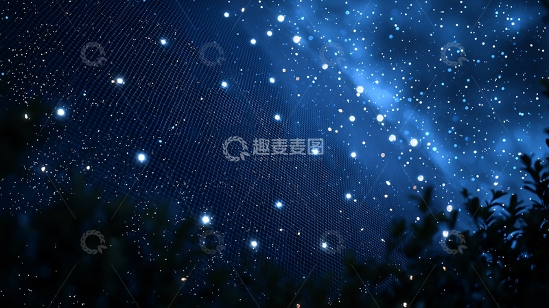 高清大图下载【趣麦麦图】繁星点点夜空下的森林