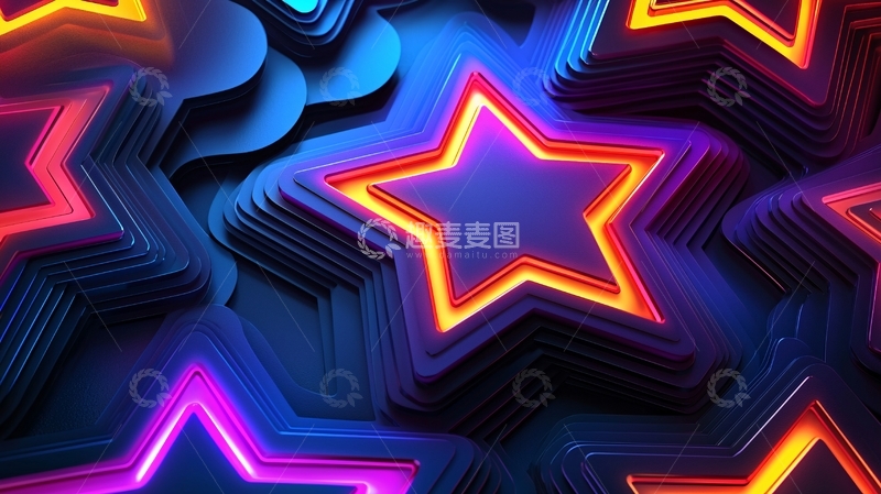 高清大图下载【趣麦麦图】多层霓虹星重叠背景