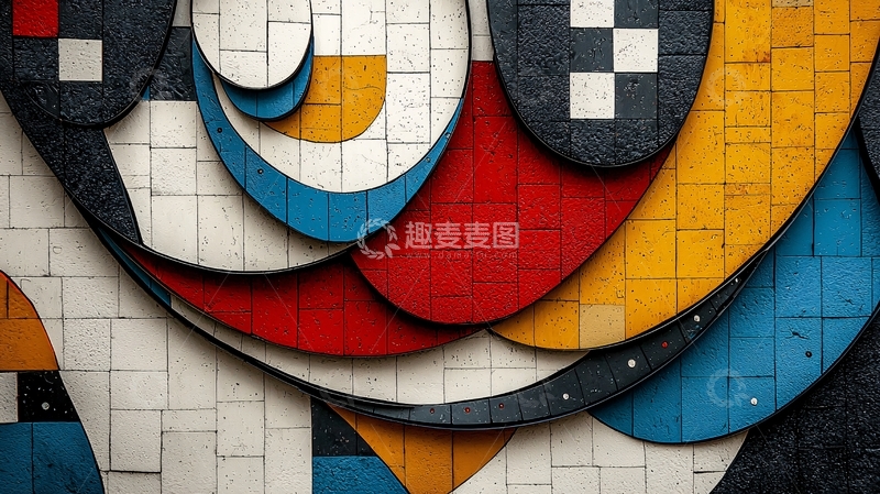 高清大图下载【趣麦麦图】抽象彩色瓷砖图案