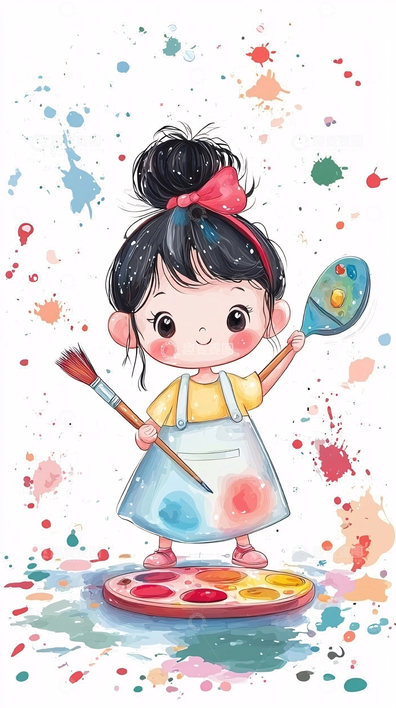 高清大图下载【趣麦麦图】可爱小画家