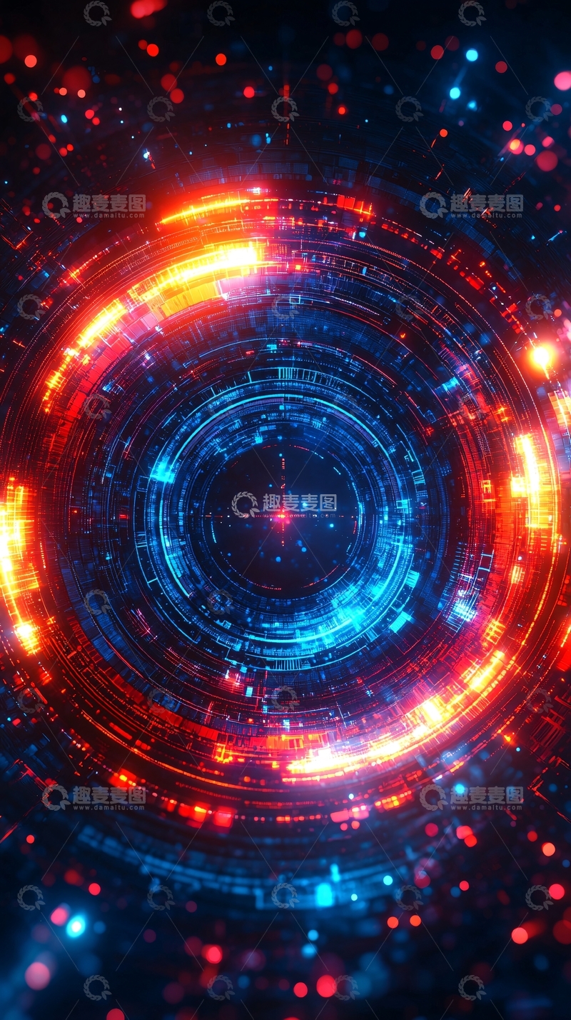 高清大图下载【趣麦麦图】科技感炫光圆形隧道
