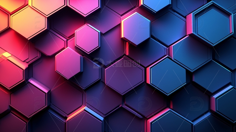 彩色六边形组成的背景