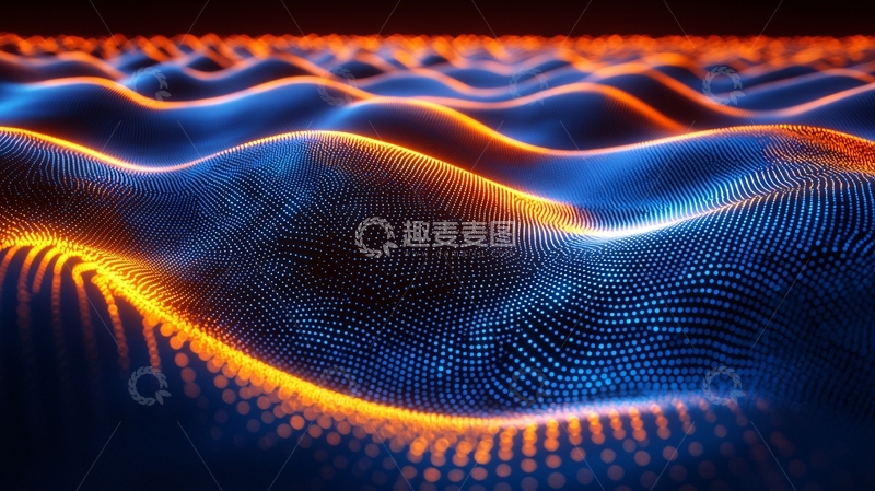 高清大图下载【趣麦麦图】蓝色橙色颗粒波浪