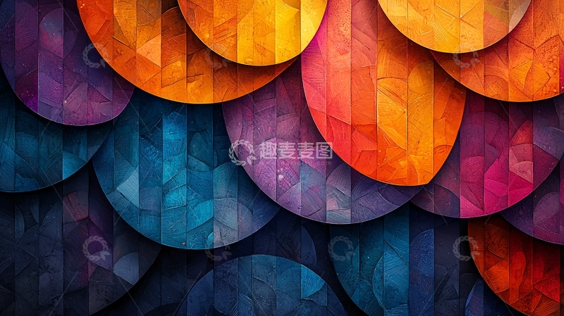 高清大图下载【趣麦麦图】彩色圆形鳞片状图案