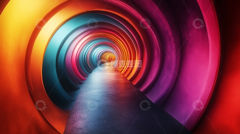 高清大图下载【趣麦麦图】彩色螺旋隧道
