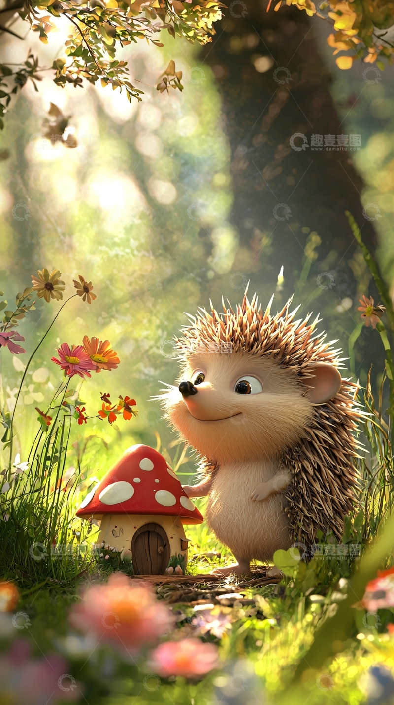 高清大图下载【趣麦麦图】森林里的小刺猬