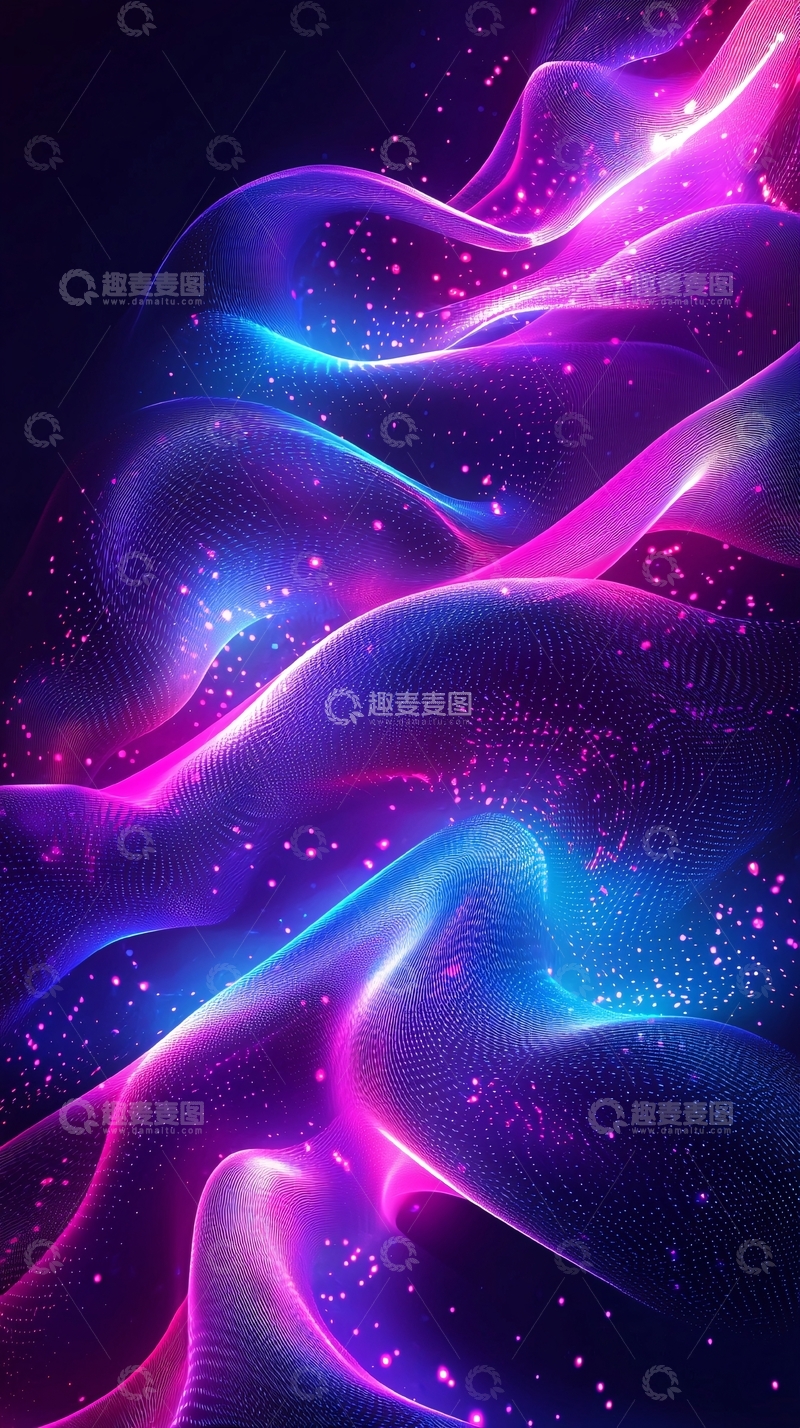 高清大图下载【趣麦麦图】炫彩粒子流体波纹