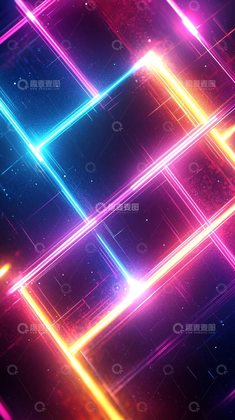 高清大图下载【趣麦麦图】炫彩霓虹灯交叉线条背景