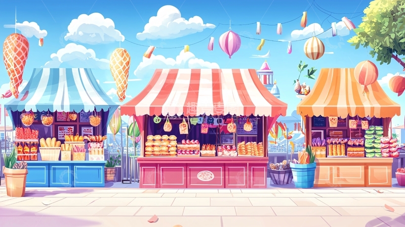 高清大图下载【趣麦麦图】卡通集市