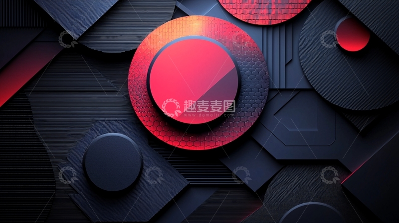 高清大图下载【趣麦麦图】抽象红色圆形几何图案