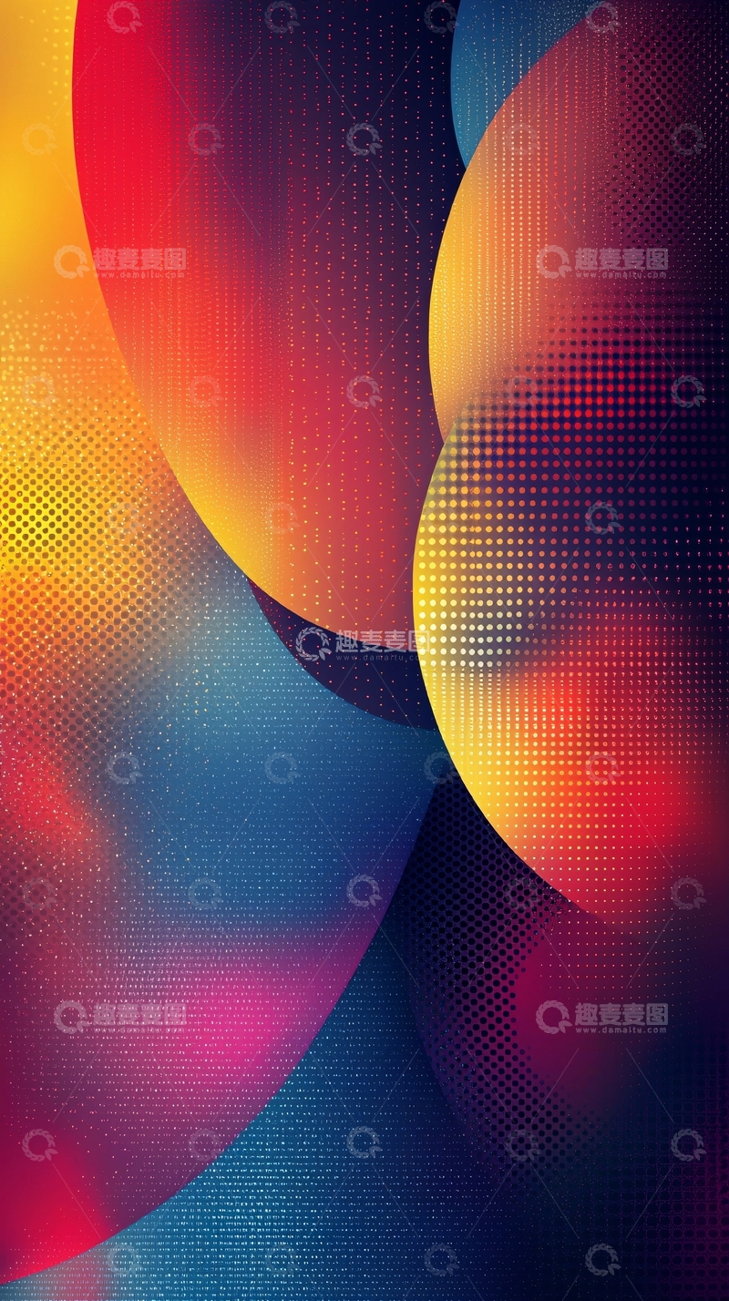 高清大图下载【趣麦麦图】抽象彩色渐变圆