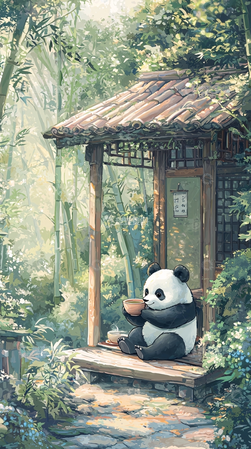 高清大图下载【趣麦麦图】熊猫吃竹子