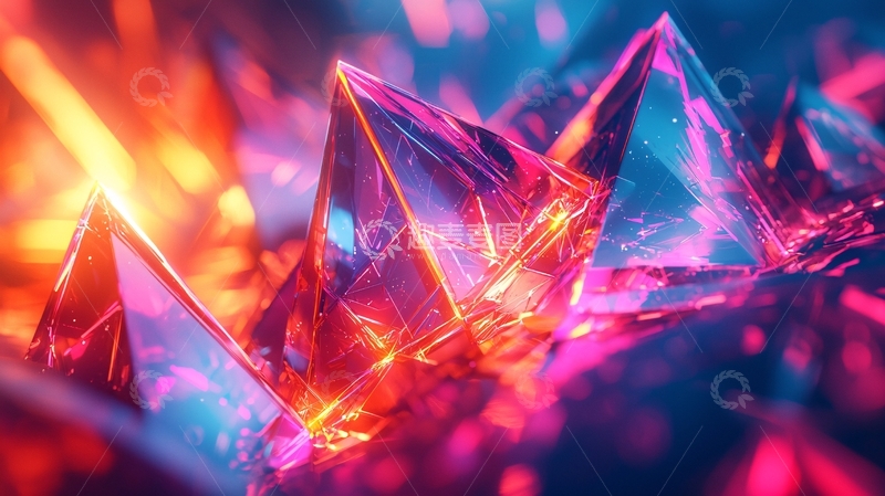 高清大图下载【趣麦麦图】绚丽多彩的晶体棱镜