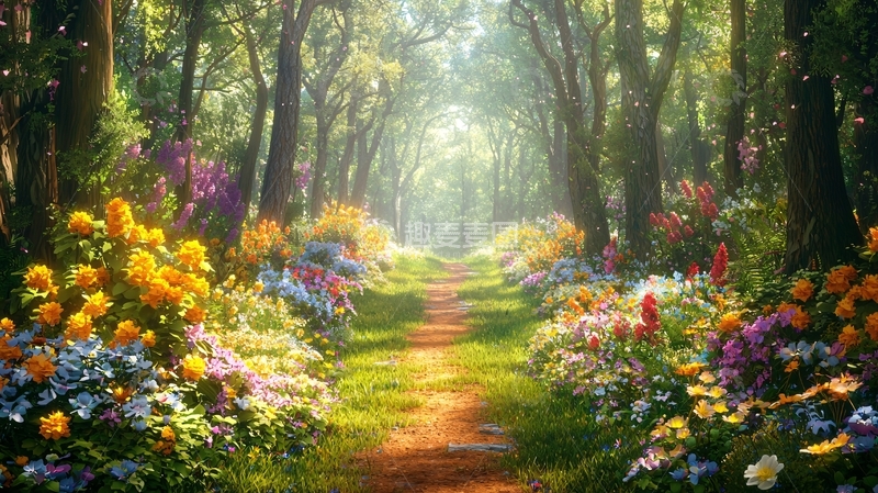 高清大图下载【趣麦麦图】阳光森林小路
