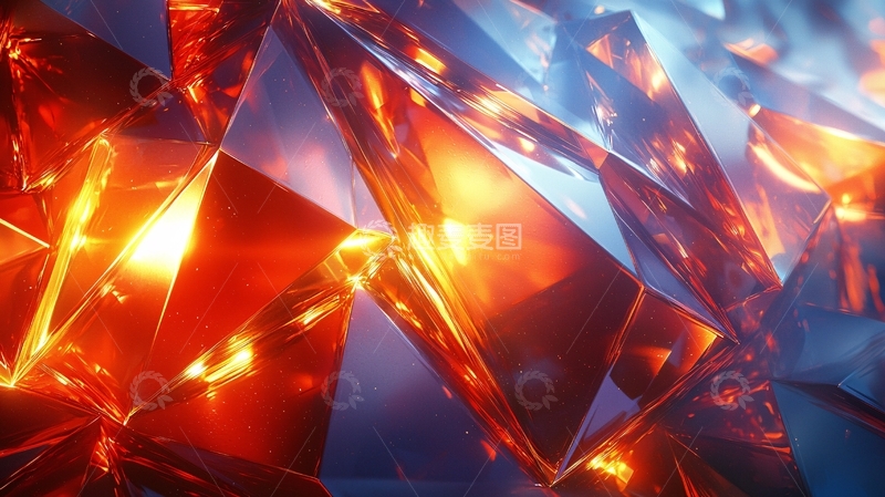 高清大图下载【趣麦麦图】红蓝多面体几何抽象