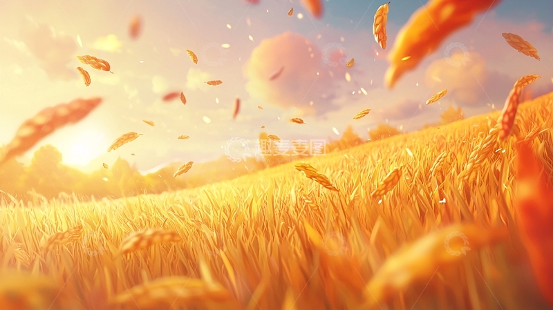 高清大图下载【趣麦麦图】金色麦田夕阳15