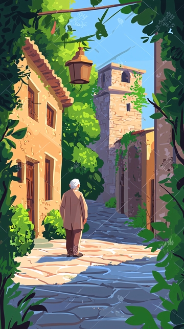 阳光下的古老街道