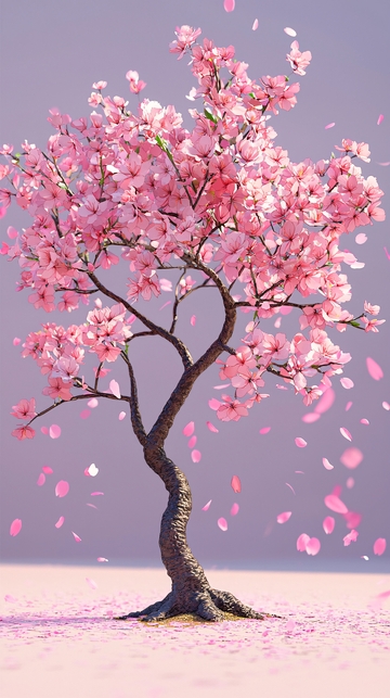 粉嫩樱花树唯美意境图