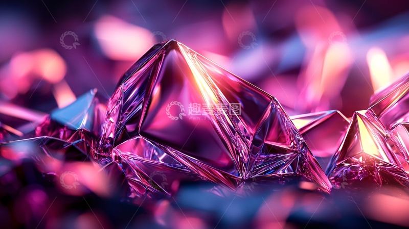 高清大图下载【趣麦麦图】紫粉色水晶棱镜的抽象图形