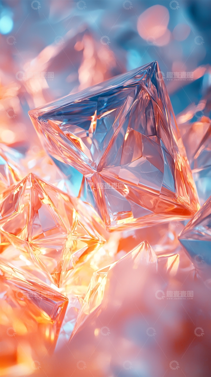 高清大图下载【趣麦麦图】晶莹剔透的粉蓝水晶