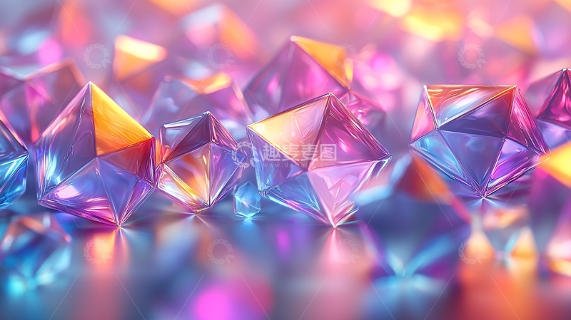 高清大图下载【趣麦麦图】多彩透明几何体